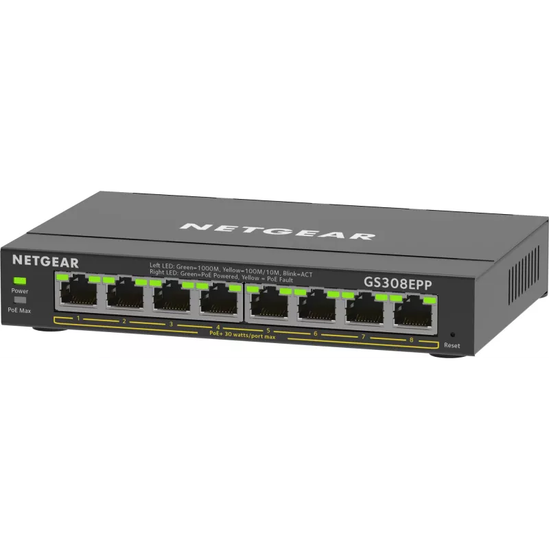 NETGEAR 8-poorts Gigabit Ethernet PoE+ switch (GS308EPP)