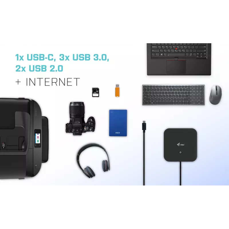 i-tec USB-C HDMI DP dockingstation met Power Delivery 100 W + universele oplader 100 W
