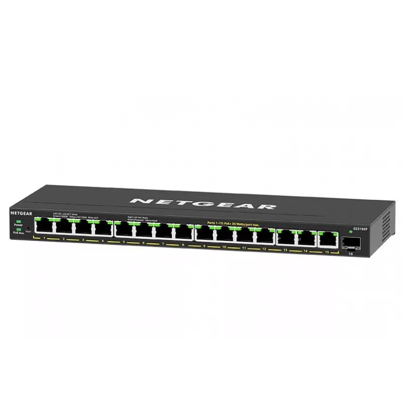 NETGEAR GS316EP-100PES netwerkswitch Managed Gigabit Ethernet (10/100/1000) Power over Ethernet (PoE) zwart