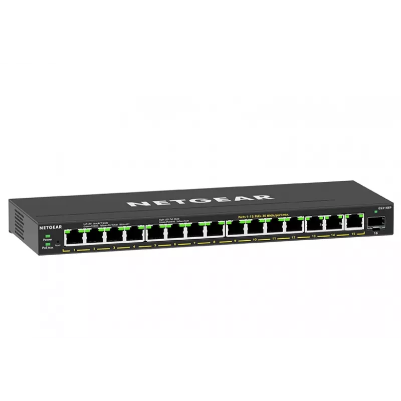 NETGEAR GS316EP-100PES netwerkswitch Managed Gigabit Ethernet (10/100/1000) Power over Ethernet (PoE) zwart