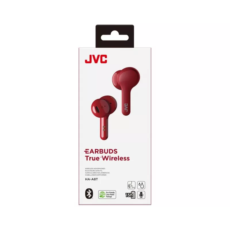 JVC HA-A8T-R hoofdtelefoon True Wireless Stereo (TWS) in-ear muziek Bluetooth rood