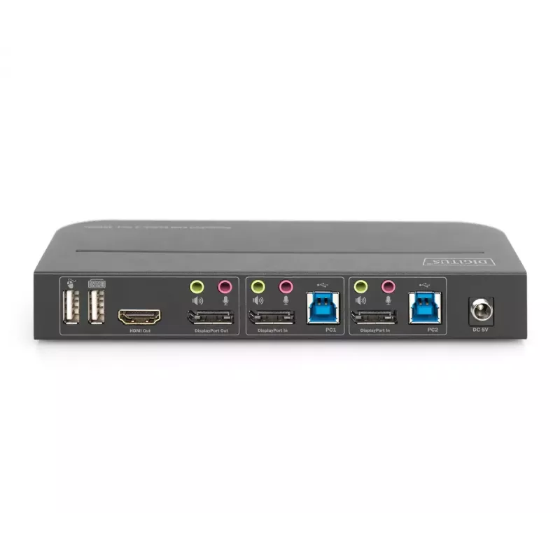 DIGITUS KVM-switch, 2x1 DP, DP/HDMI Out, USB 4Kx2K@60Hz