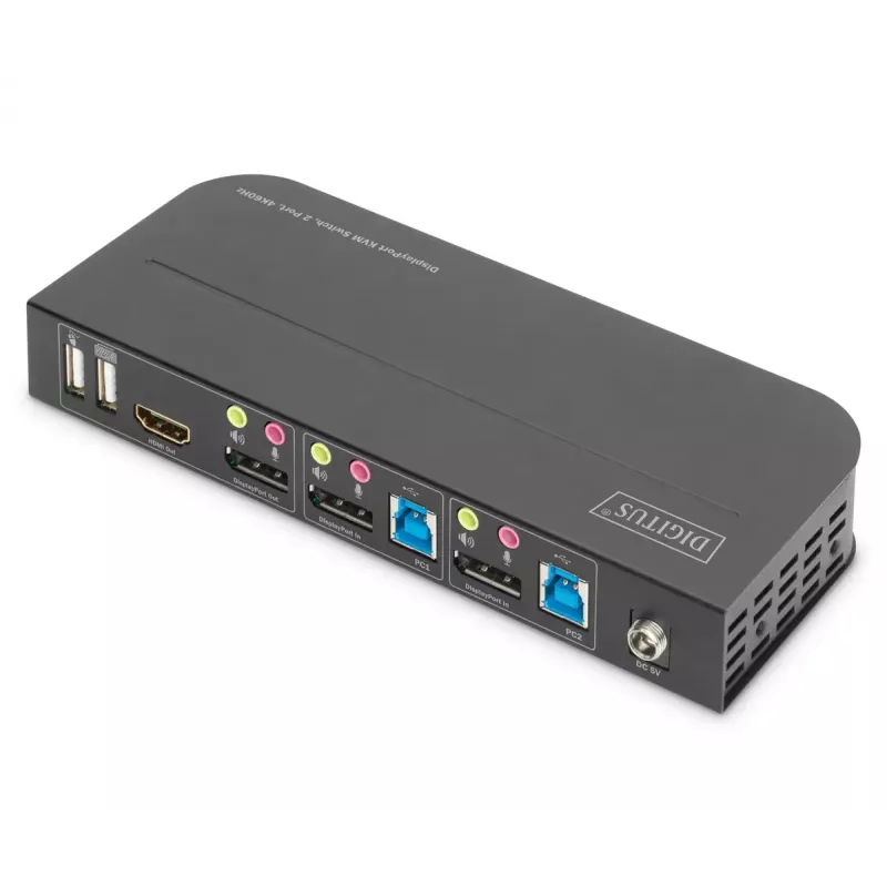 DIGITUS KVM-switch, 2x1 DP, DP/HDMI Out, USB 4Kx2K@60Hz