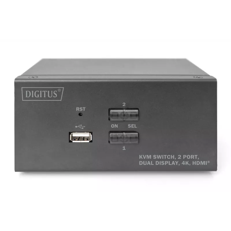 DIGITUS KVM-switch, 2 poorten, dual display, 4K, HDMI