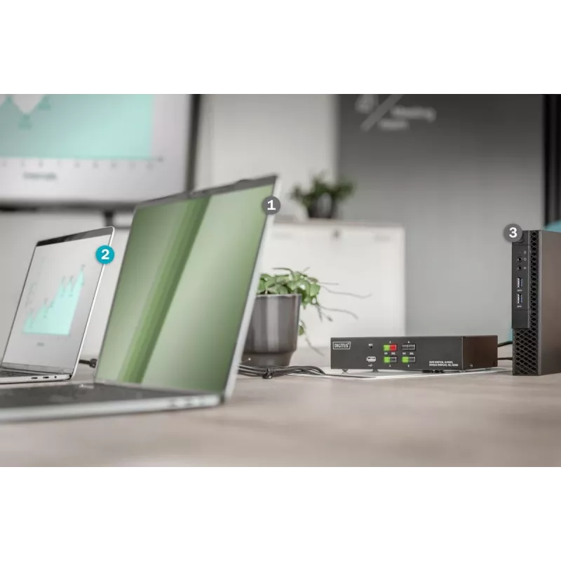 KVM-switch Digitus 4 poorten single display 4K HDMI
