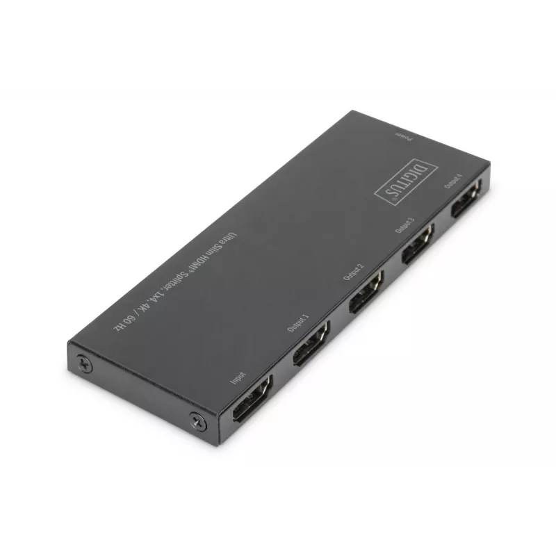 DIGITUS Ultra Slim HDMI-splitter, 1x4, 4K/60Hz HDR, HDCP 2.2, 18 Gbps, micro-USB gevoed