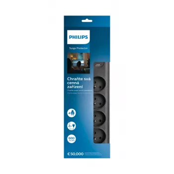 Philips SPN7080BA/60 overspanningsbeveiliging zwart 8 AC-uitgangen 2 m
