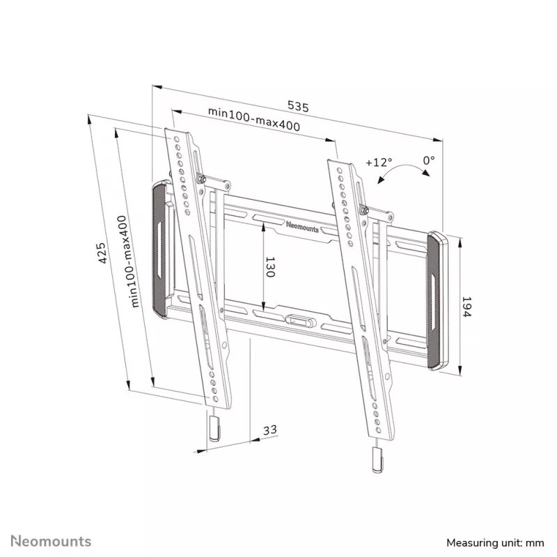 Neomounts WL35-550BL14 tv-wandbeugel 40-75 inch - kantelbaar - eenvoudige installatie