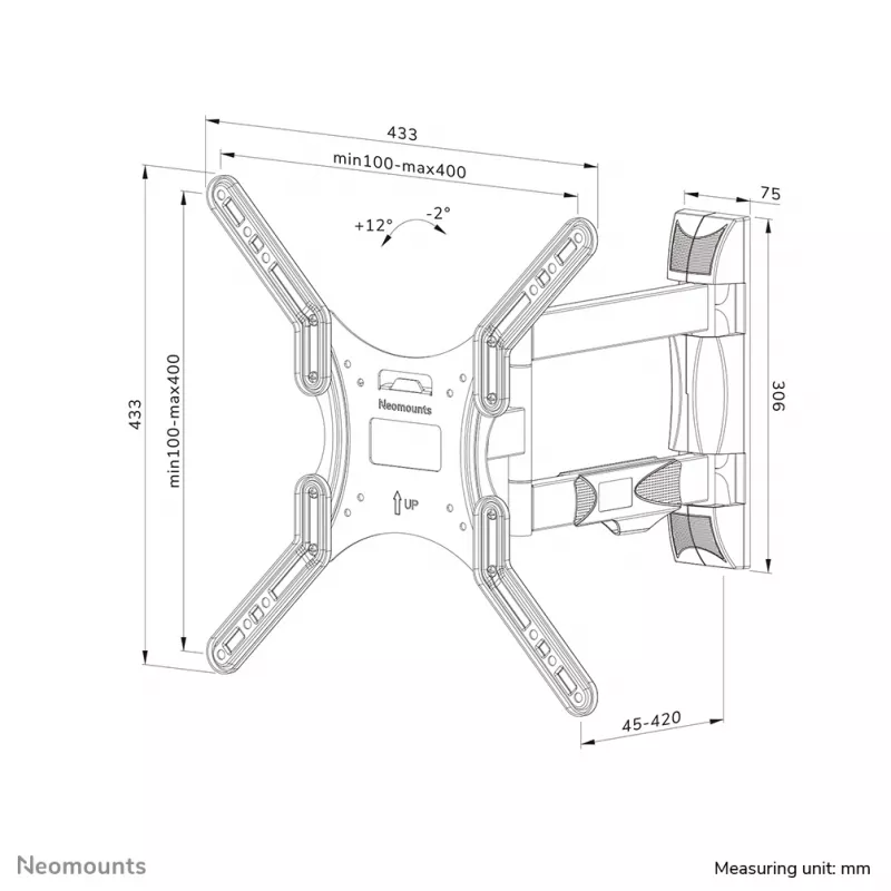 Neomounts WL40-550BL14 tv-wandbeugel 40-55 inch - volledig beweegbaar - eenvoudige montage