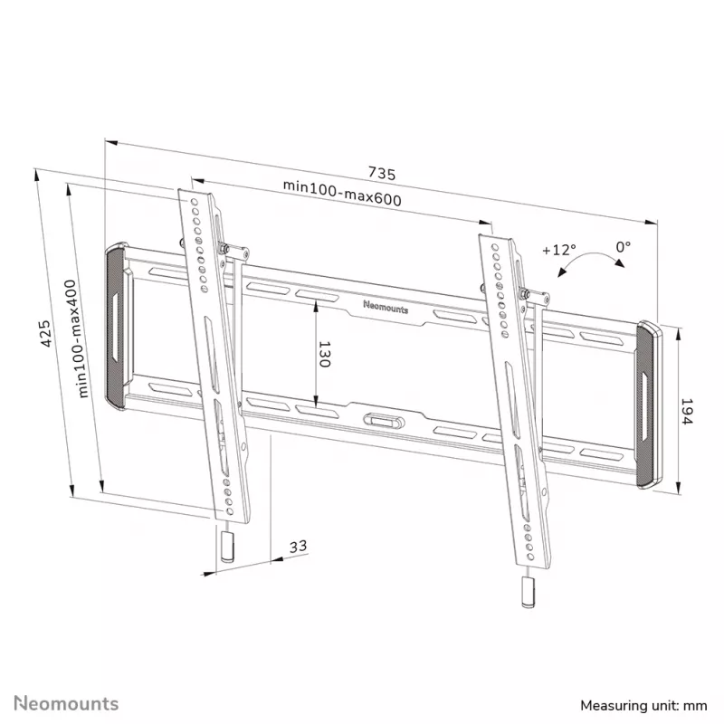 Neomounts WL35-550BL16 tv-wandbeugel 42-86 inch – kantelbaar – eenvoudige montage