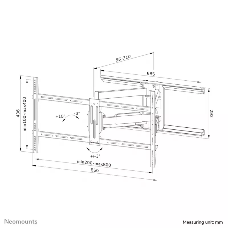 Neomounts WL40-550BL18 tv-wandbeugel 43-75 inch - volledig beweegbaar - eenvoudige montage