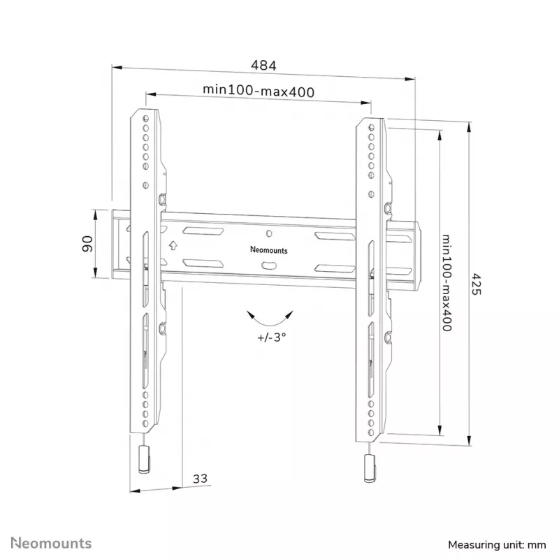 Neomounts WL30S-850BL14 tv-wandbeugel 40-75 inch - vast - afsluitbaar - snelle installatie