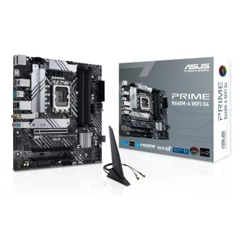 Moederbord ASUS PRIME B660M-A WIFI D4 — Intel B660, LGA 1700, micro ATX, DDR4, 4 DIMM, Wi‑Fi 6, 2x M.2