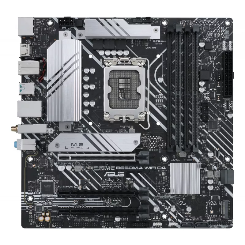 Moederbord ASUS PRIME B660M-A WIFI D4 — Intel B660, LGA 1700, micro ATX, DDR4, 4 DIMM, Wi‑Fi 6, 2x M.2