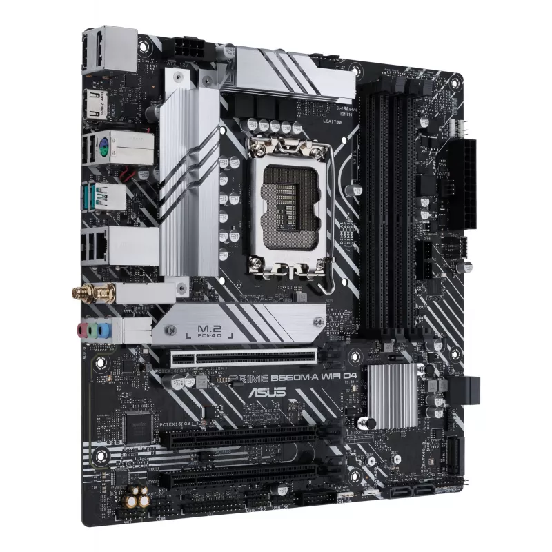 Moederbord ASUS PRIME B660M-A WIFI D4 — Intel B660, LGA 1700, micro ATX, DDR4, 4 DIMM, Wi‑Fi 6, 2x M.2