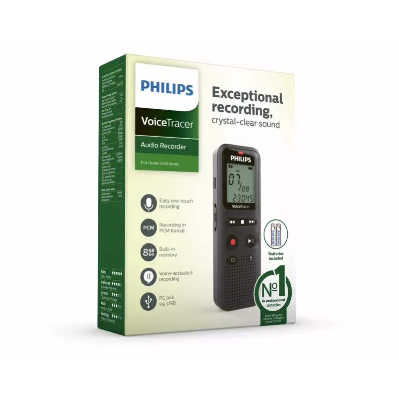 Philips VoiceTracer 8 kHz zwart