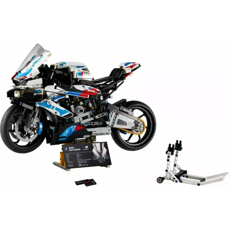 LEGO Technic motorfietsmodel BMW M1000RR 42130 met gedetailleerde motor en werkende vering
