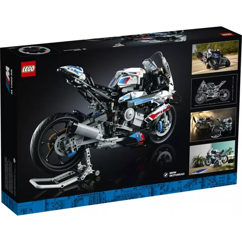 LEGO Technic motorfietsmodel BMW M1000RR 42130 met gedetailleerde motor en werkende vering