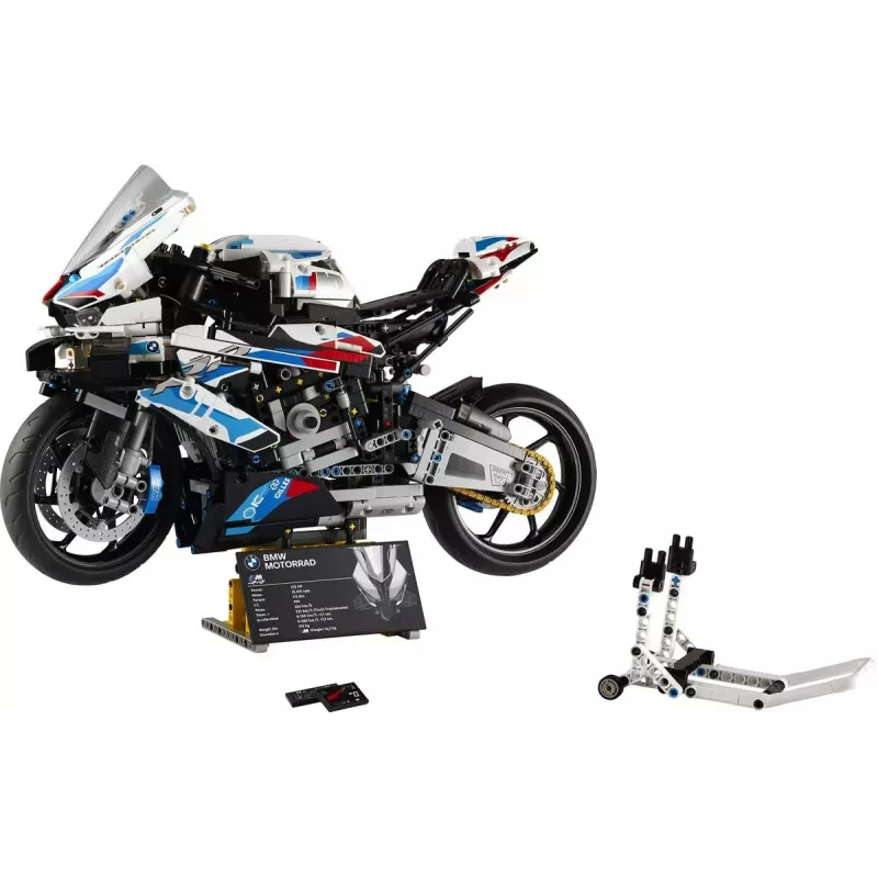 LEGO Technic motorfietsmodel BMW M1000RR 42130 met gedetailleerde motor en werkende vering