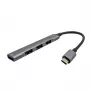 i-tec metalen USB-C-hub 1x USB 3.0 + 3x USB 2.0, USB 3.2 Gen 1 (3.1 Gen 1) Type-C, USB 2.0, USB 3.2 Gen 1 (3.1 Gen 1) Type-A, metallic, metaal, 0,19 m, Android
