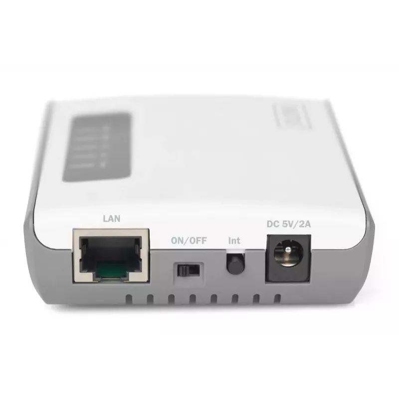 DIGITUS 2-poorts USB 2.0 WLAN-netwerkserver NAS USB-hub printserver