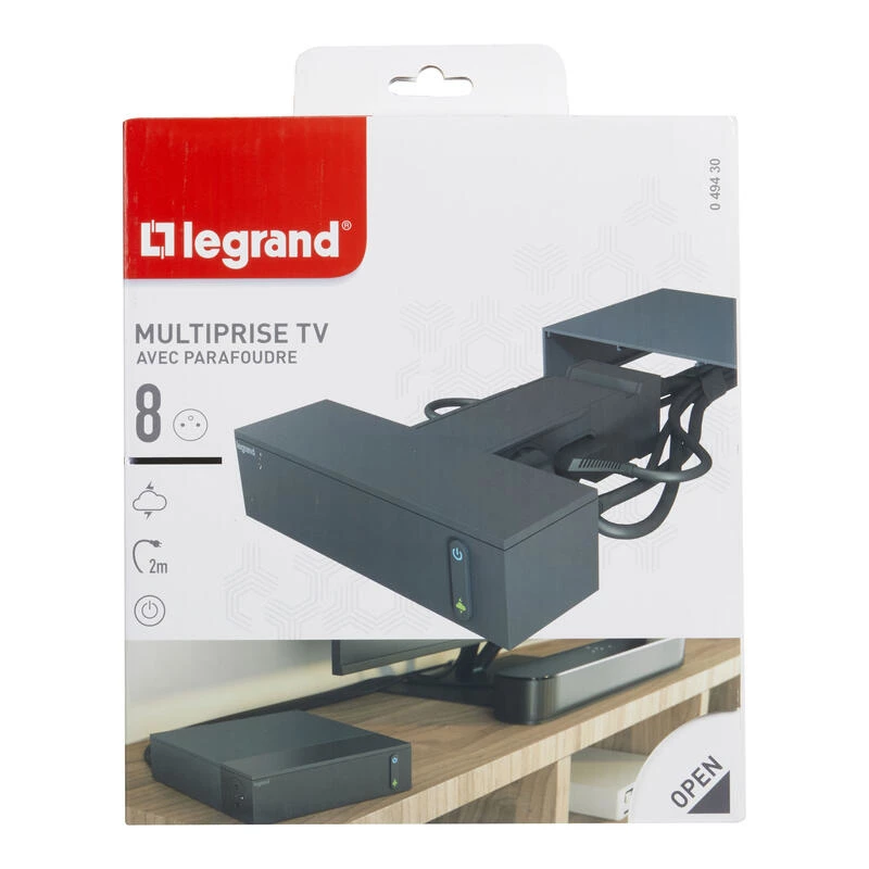 Legrand 049430 verlengsnoer 2 m 8 stopcontacten binnen zwart