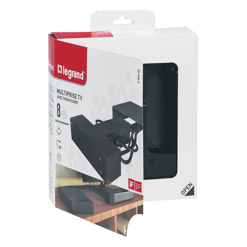 Legrand 049430 verlengsnoer 2 m 8 stopcontacten binnen zwart