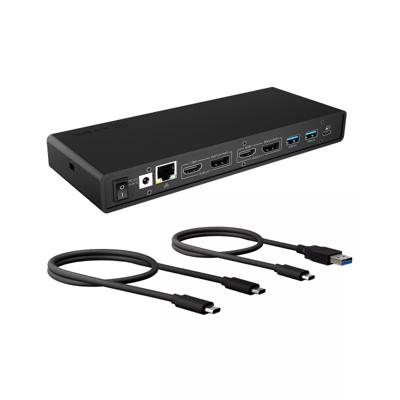 ICY BOX IB-DK2245AC bedraad USB 3.2 Gen 1 (3.1 Gen 1) Type-C zwart