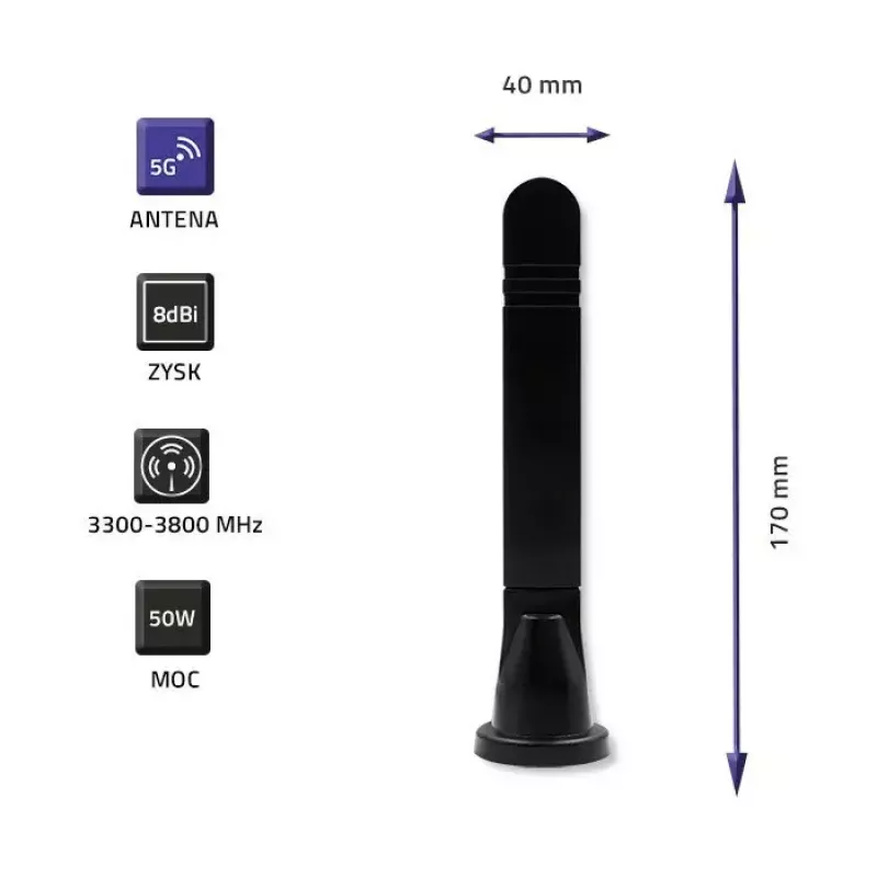 Omnidirectionele 5G-LTE-antenne QOLTEC 57033 dualband 8 dBi voor binnen