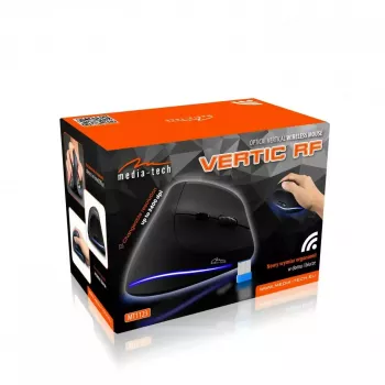 Draadloze verticale muis MEDIA-TECH MT1123, zwart, 2400 DPI, 5 knoppen, RF-USB-ontvanger