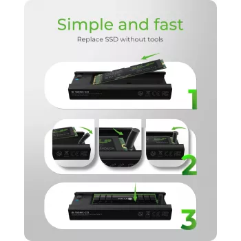 ICY BOX IB-180MC-C31 SSD-behuizing zwart M.2