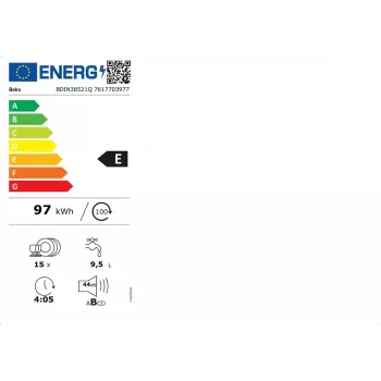 Beko BDIN38521Q volledig geïntegreerde vaatwasser, 15 couverts, 44 dB