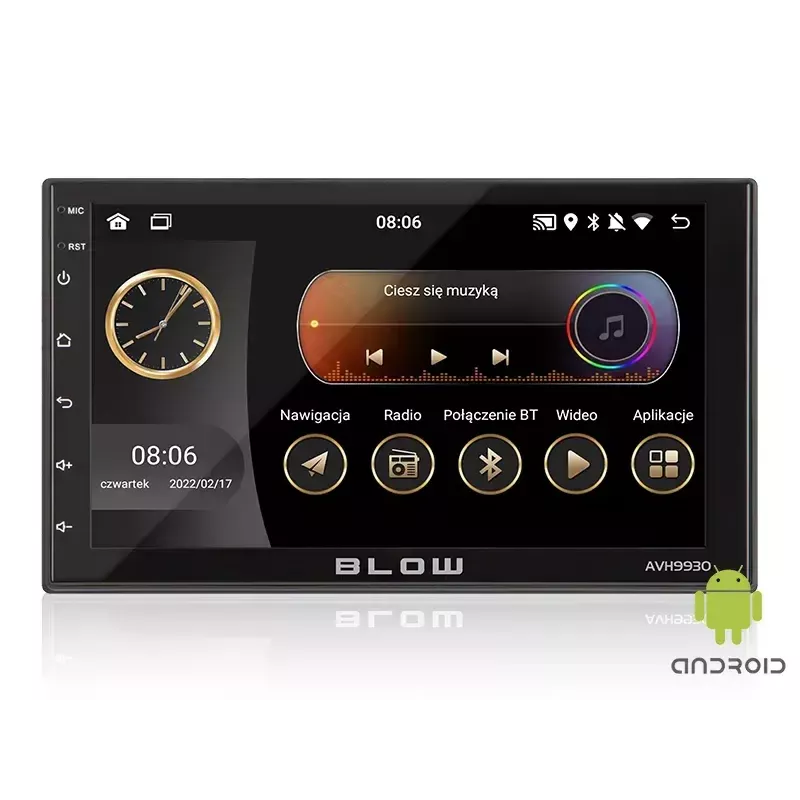 BLOW AVH-9930 2DIN autoradio, 7" touchscreen, GPS, Android 11, Bluetooth, zwart