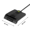 Qoltec 50634 SCR-0634 slimme ID-chipkaartlezer, USB 2.0 + USB-C-adapter, zwart