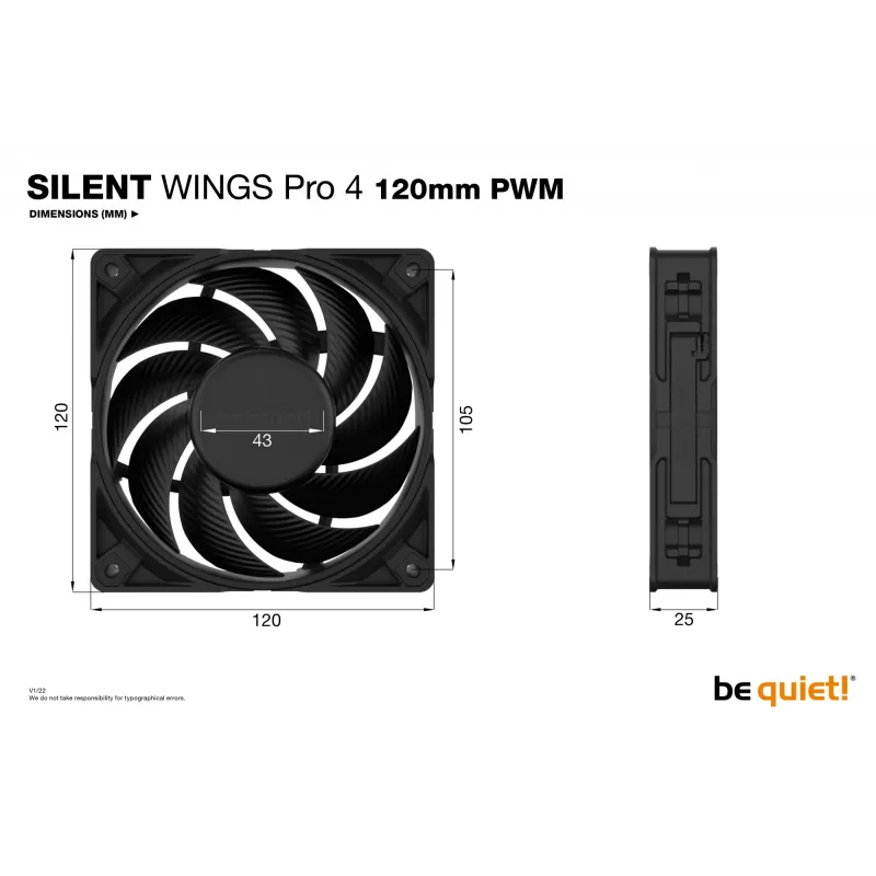 be quiet! SILENT WINGS PRO 4 | 120mm PWM behuizingsventilator 12 cm zwart 1 stuk