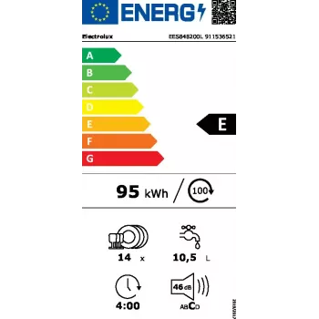 Electrolux inbouwvaatwasser EES848200L — 14 couverts, 46 dB, AirDry, 8 programma's, volledig geïntegreerd 60 cm