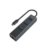 USB-C-hub SAVIO AK-57 met 3× USB-A, RJ-45 Gigabit Ethernet (5000 Mbit/s), aluminium grijs