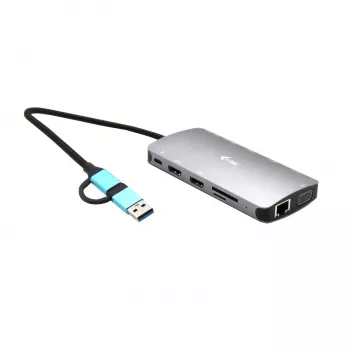 i-tec USB 3.0 USB-C/Thunderbolt 3x Display Metal Nano Dock met LAN + Power Delivery 100 W