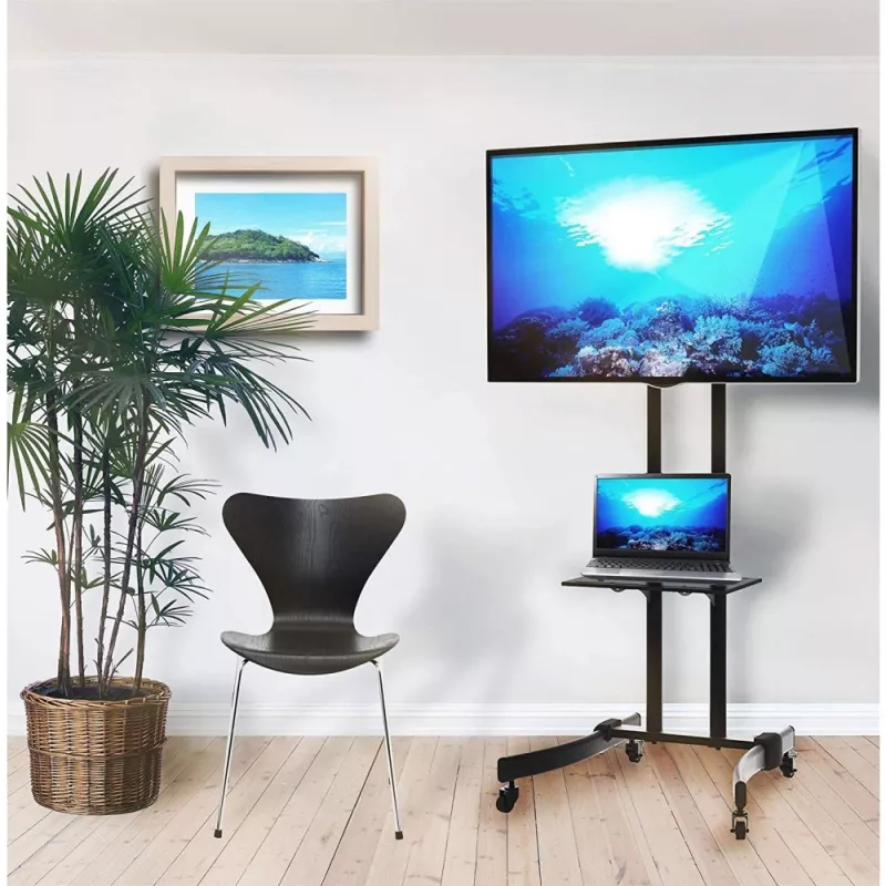 Techly ICA-TR23 mobiele tv-standaard op wielen, 32-70 inch, 40 kg, met plank