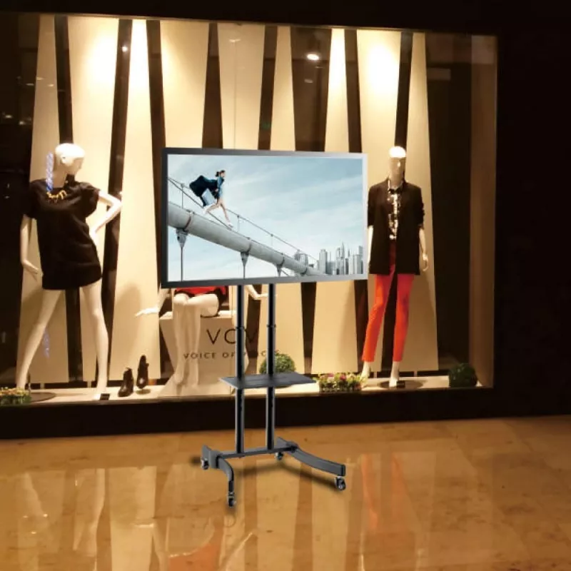 Techly ICA-TR23 mobiele tv-standaard op wielen, 32-70 inch, 40 kg, met plank