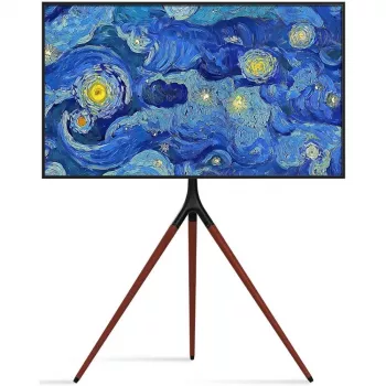 Vloer-tv-standaard TECHLY ICA-TR18SAM voor 45 inch–65 inch (114,3–165,1 cm), VESA 200x200–600x400, draagvermogen 32 kg, walnoot