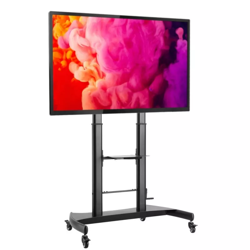 Techly stalen trolley-vloerstandaard met in hoogte verstelbare steun voor tv van 60'' op 100''