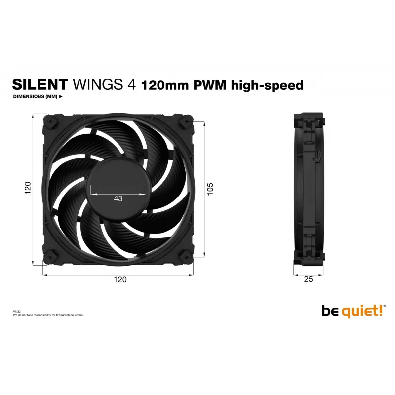 be quiet SILENT WINGS 4 | 120mm PWM high-speed behuizingsventilator 12 cm zwart 1 stuk
