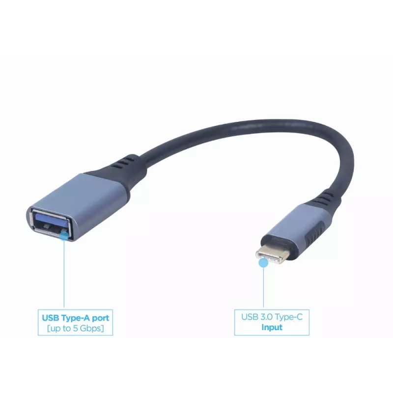 GEMBIRD USB 3.0 OTG Type-C- naar USB Type-A-kabel (CM/AF), Space Gray