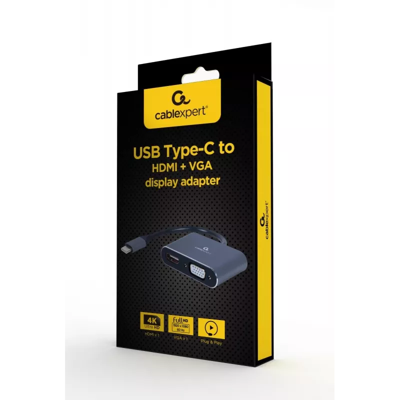 Gembird USB 3.0 Type-A-naar-HDMI + VGA-beeldschermadapter, spacegrijs