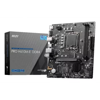 Moederbord MSI PRO H610M-E DDR4 LGA 1700 micro ATX, Intel H610, 2x DDR4 DIMM, max 64GB, M.2, 4x SATA III, HDMI 2.1