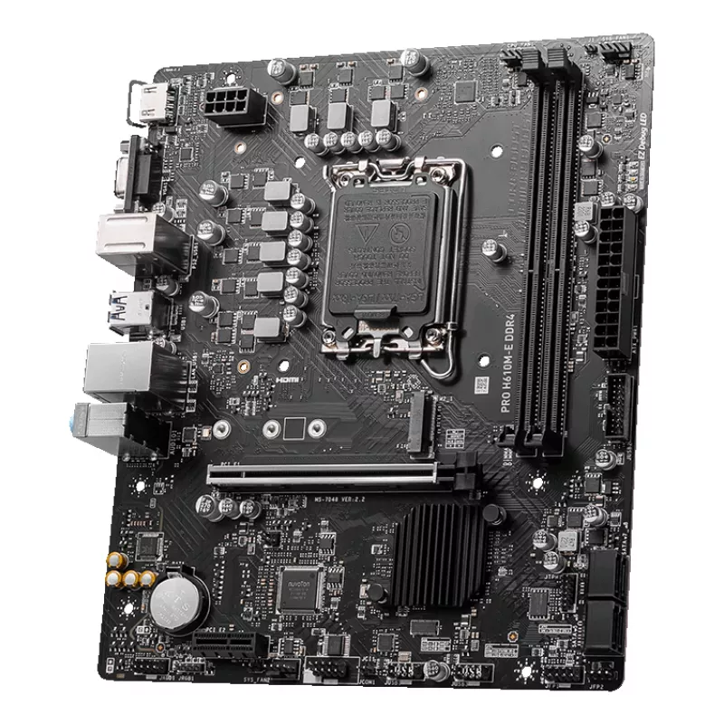 MSI PRO H610M-E DDR4 moederbord, LGA1700, micro ATX, Intel H610, 2x DDR4 DIMM, max. 64GB, M.2, 4x SATA III, HDMI, USB 3.2 Gen 1, Gigabit LAN