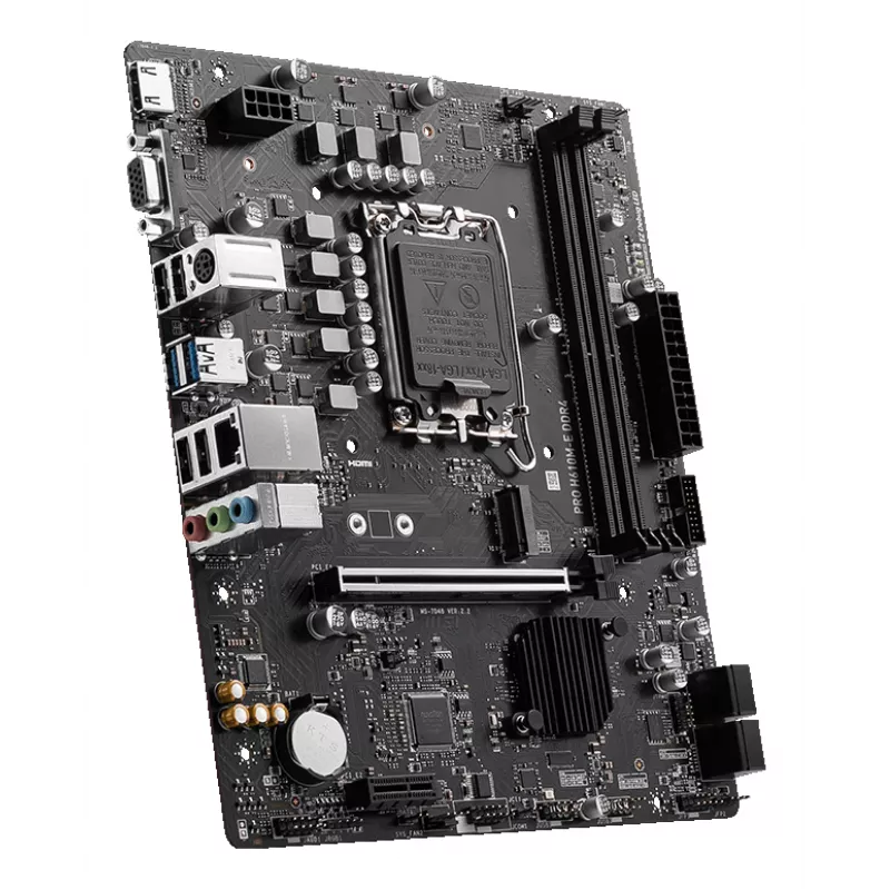 MSI PRO H610M-E DDR4 moederbord, LGA1700, micro ATX, Intel H610, 2x DDR4 DIMM, max. 64GB, M.2, 4x SATA III, HDMI, USB 3.2 Gen 1, Gigabit LAN