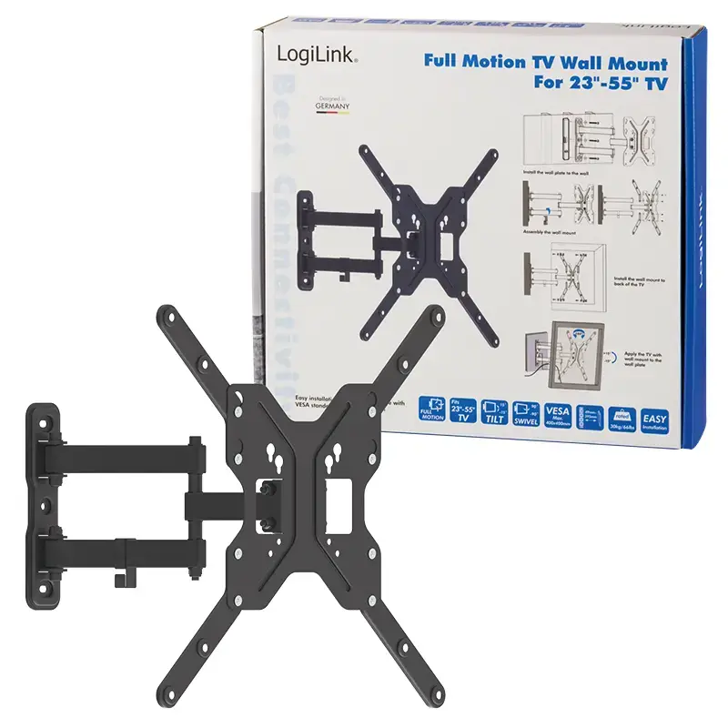 LogiLink BP0016 tv-wandbeugel, 23-55 inch, kantelbaar/draaibaar, max. 30 kg