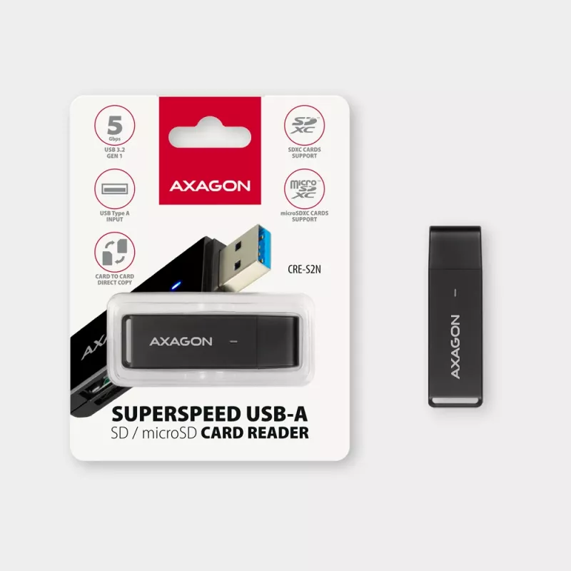Kaartlezer Axagon CRE-S2N USB 3.2 Gen 1 Type-A zwart